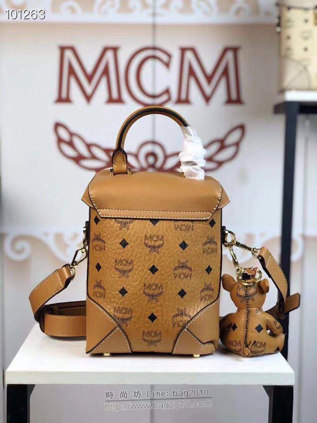 MCM女包 原單品質 18款新款 經典印花復古小方盒 MCM手提包 單肩斜挎女包 MCM腰包  mdmc1233